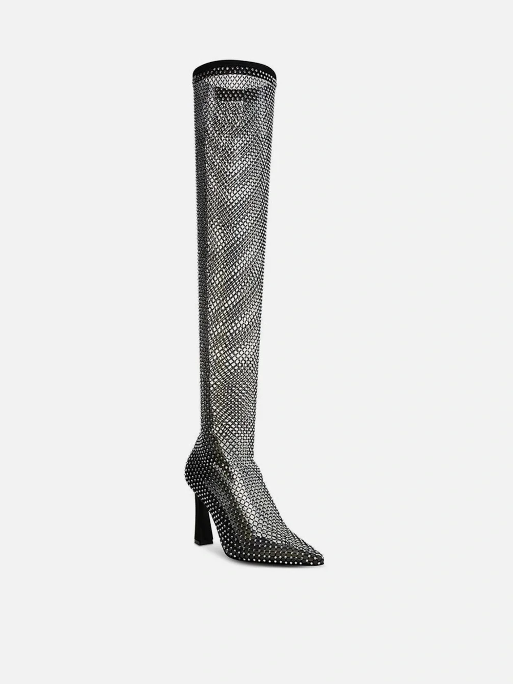 Steve Madden sapphire Silver Mesh Knee-High Boots with Stud Detail